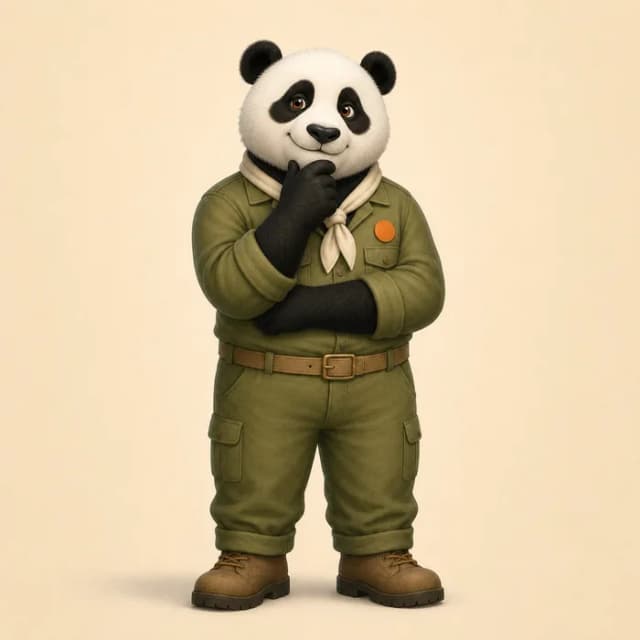 Sensei the panda, thinking